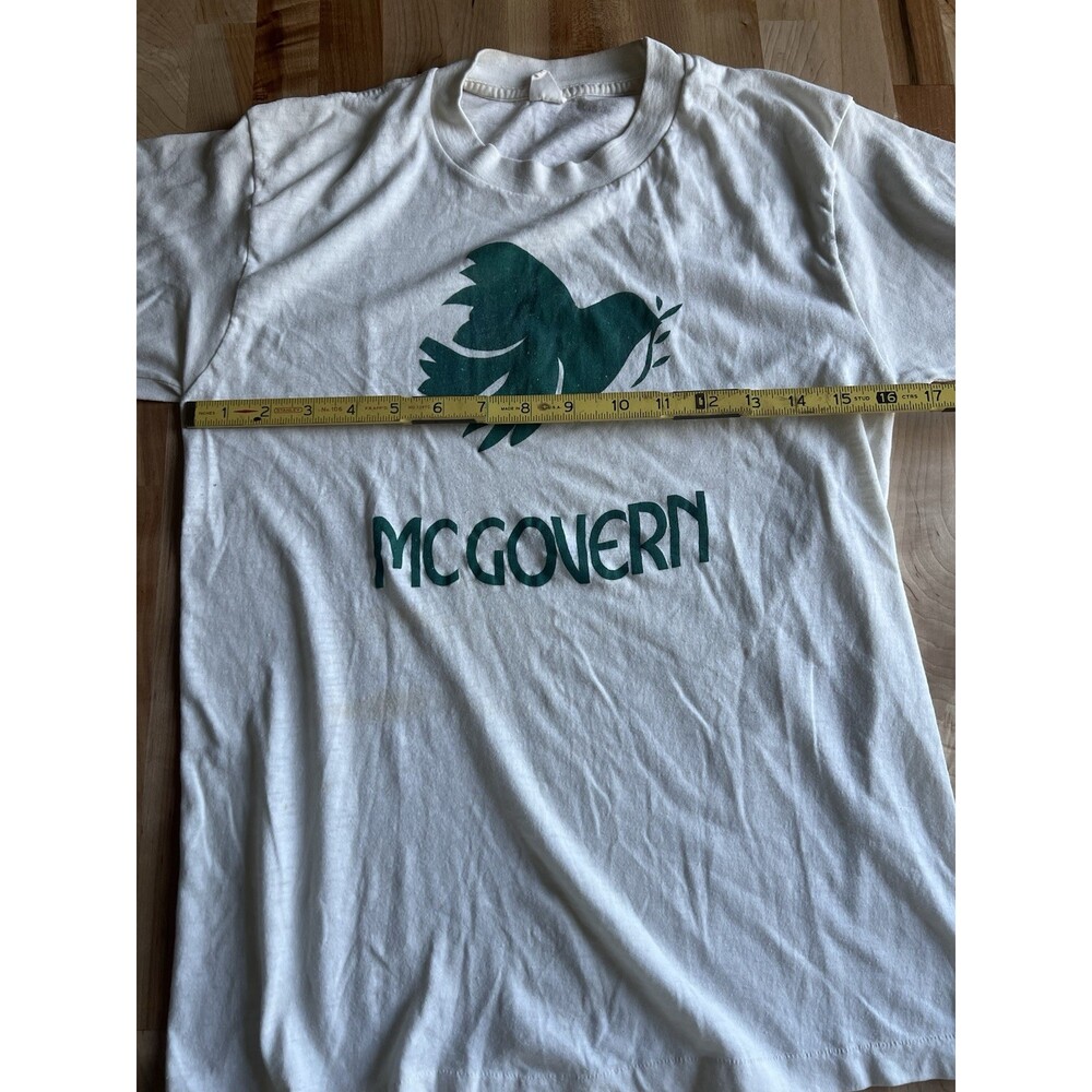 Vintage 70s George McGovern Campaign Tee Single Stitch Dove Olive Branch Peace - Picture 6 of 7